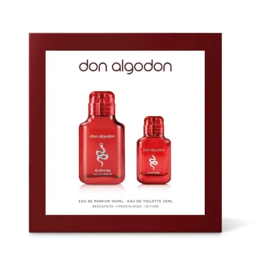 DON ALGODON ▫️ Conjunto de Presente Don Algodón Babylon para Homem: Eau de Parfum 100 ml + Eau de Toilette 30 ml. Bergamota, Pimenta Rosa e Vetiver. 3