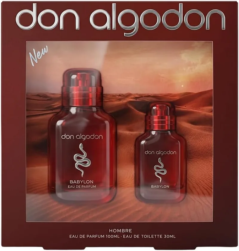 DON ALGODON ▫️ Conjunto de Presente Don Algodón Babylon para Homem: Eau de Parfum 100 ml + Eau de Toilette 30 ml. Bergamota, Pimenta Rosa e Vetiver.