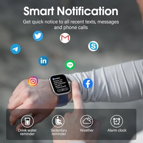 Csasan ▫️ Relógio inteligente para homem e mulher, mais de 112 modos desportivos, pulseira de atividade, relógio inteligente de 1,91" com chamadas Bluetooth, contador de passos/medidor de pulsação/monitor de sono, à prova de água IP68 para Android e iOS, azul 2