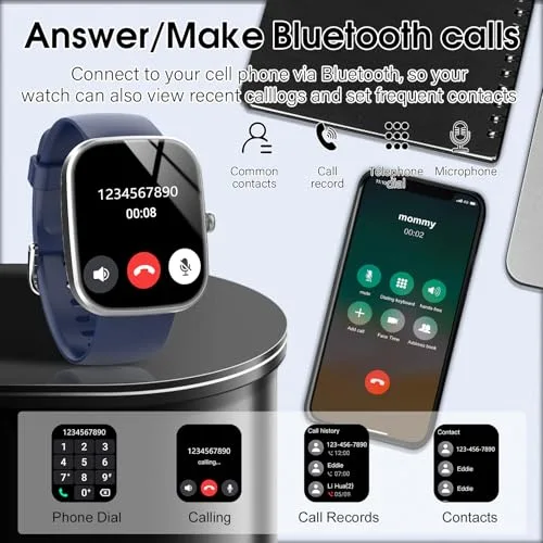 Csasan ▫️ Relógio inteligente para homem e mulher, mais de 112 modos desportivos, pulseira de atividade, relógio inteligente de 1,91" com chamadas Bluetooth, contador de passos/medidor de pulsação/monitor de sono, à prova de água IP68 para Android e iOS, azul 5