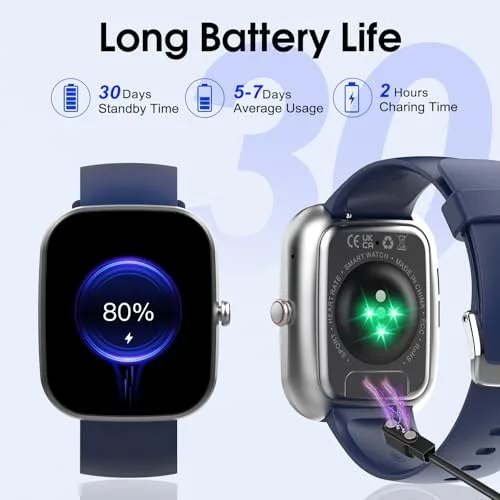 Csasan ▫️ Relógio inteligente para homem e mulher, mais de 112 modos desportivos, pulseira de atividade, relógio inteligente de 1,91" com chamadas Bluetooth, contador de passos/medidor de pulsação/monitor de sono, à prova de água IP68 para Android e iOS, azul 7