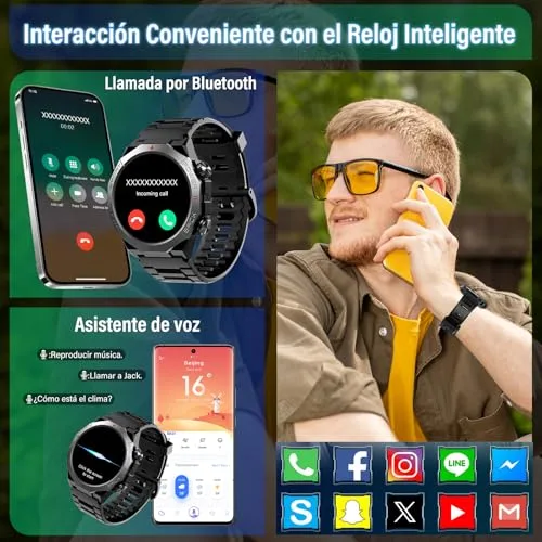 Qecnato ▫️ Relógio inteligente para homem e mulher, Smartwatch Militar, ecrã HD de 1,39, Preto 3