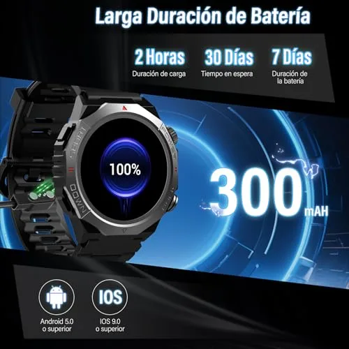 Qecnato ▫️ Relógio inteligente para homem e mulher, Smartwatch Militar, ecrã HD de 1,39, Preto 6