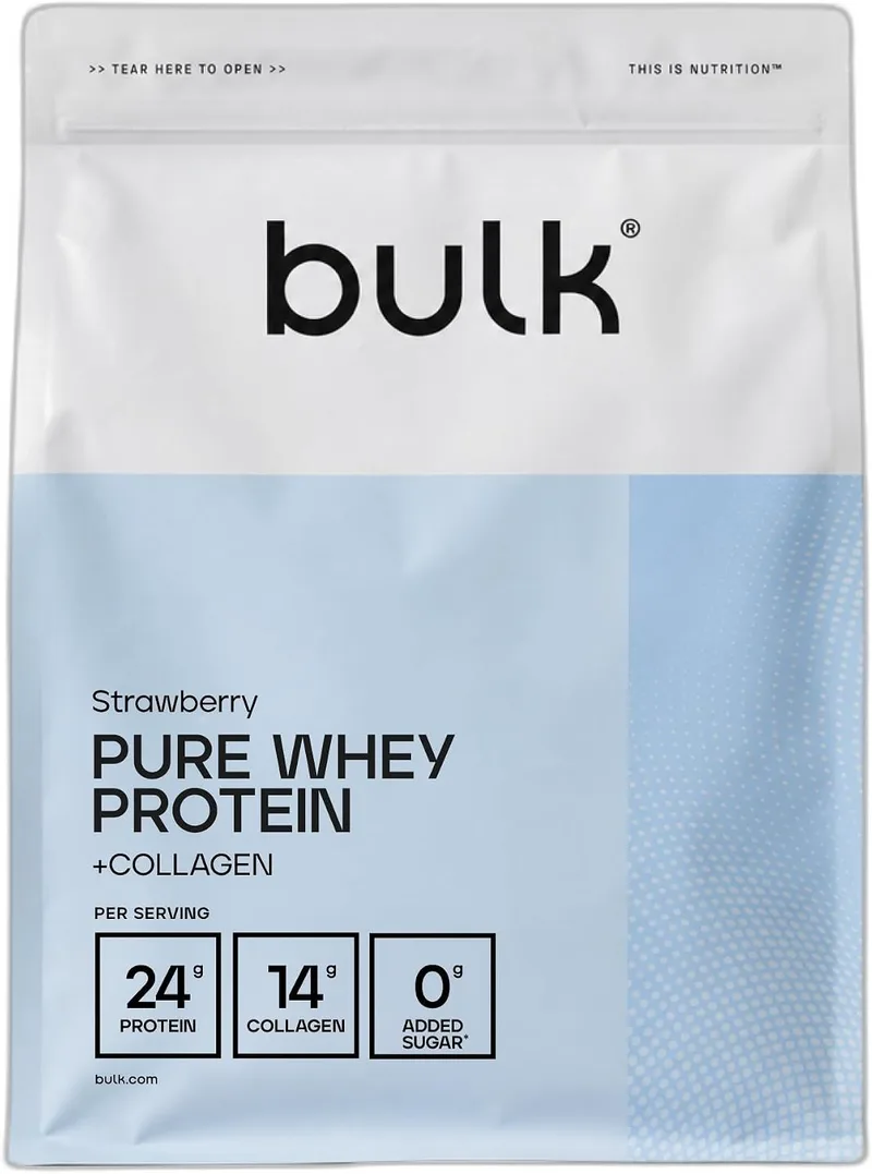 Bulk ▫️ Proteína de soro de leite pura a granel + colagénio, morango, 2 kg