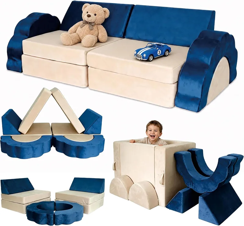 Relaxdays ▫️ Sofá Infantil Modular para Brincar, 10 peças, 47 x 150 x 65 cm