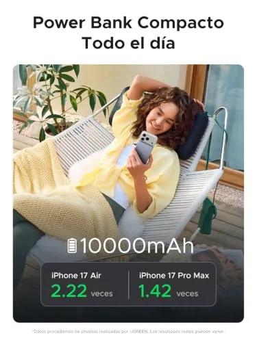 UGREEN ▫️ MagFlow Air Qi2 25 W, Power Bank MagSafe ultrafino de 10 000 mAh 6