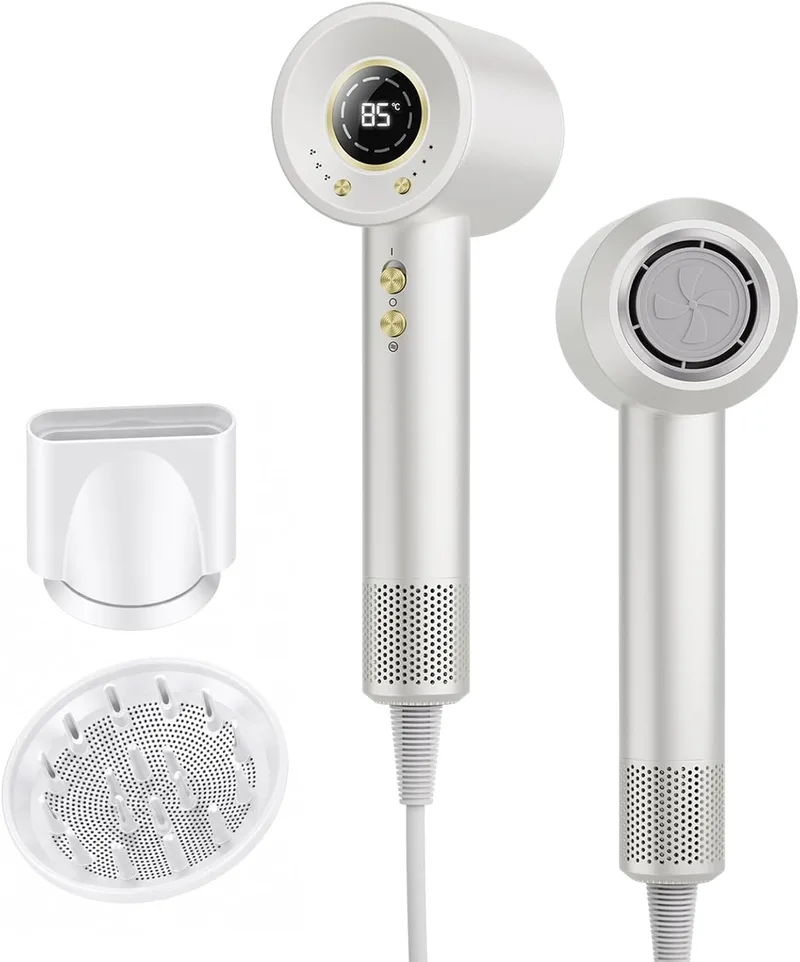 aowoka ▫️ Secador de cabelo profissional iónico com difusor e bocal, ecrã digital