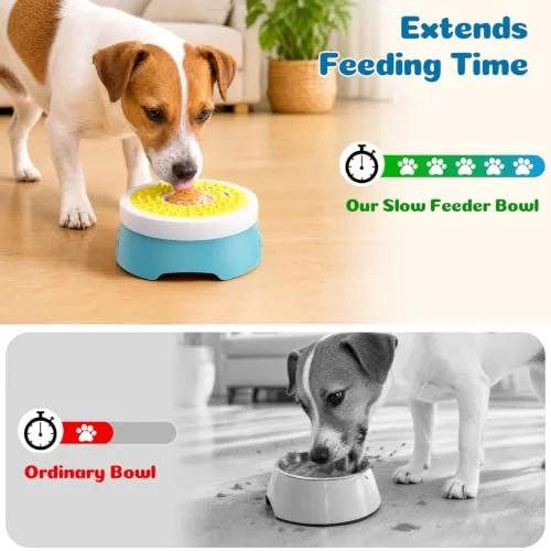 Alyvisun ▫️ Comedouro para cães anti-comida excessiva 2 em 1 com bola e tampa antiderramamento 2