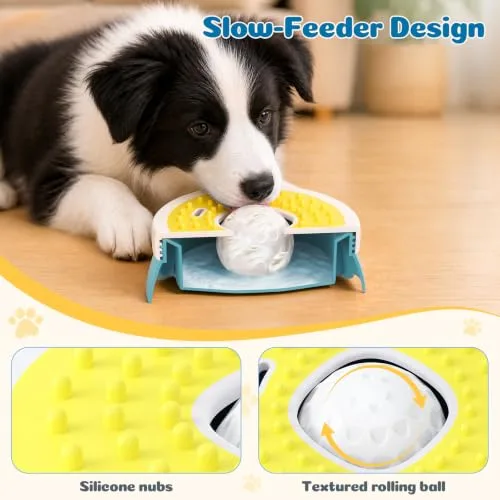 Alyvisun ▫️ Comedouro para cães anti-comida excessiva 2 em 1 com bola e tampa antiderramamento 3