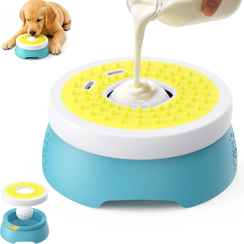 Alyvisun ▫️ Comedouro para cães anti-comida excessiva 2 em 1 com bola e tampa antiderramamento