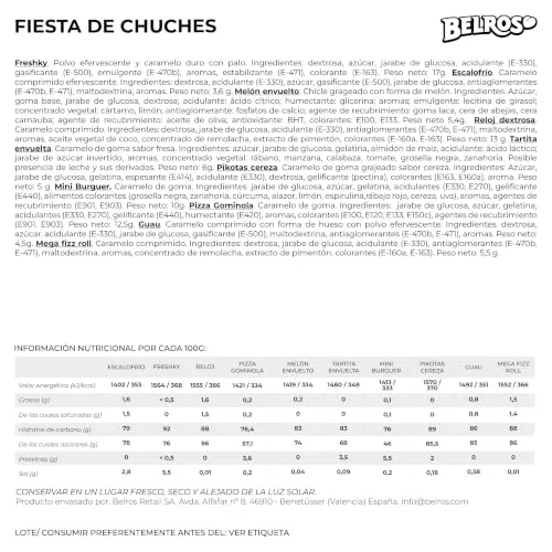 BELROS ▫️ Embalagem de 100 unidades de doces e gomas sortidas, 10 variedades embaladas individualmente. Sem glúten. Caixa de doces ideal para o Halloween, para encher piñatas, festas infantis e presentes de aniversário 2