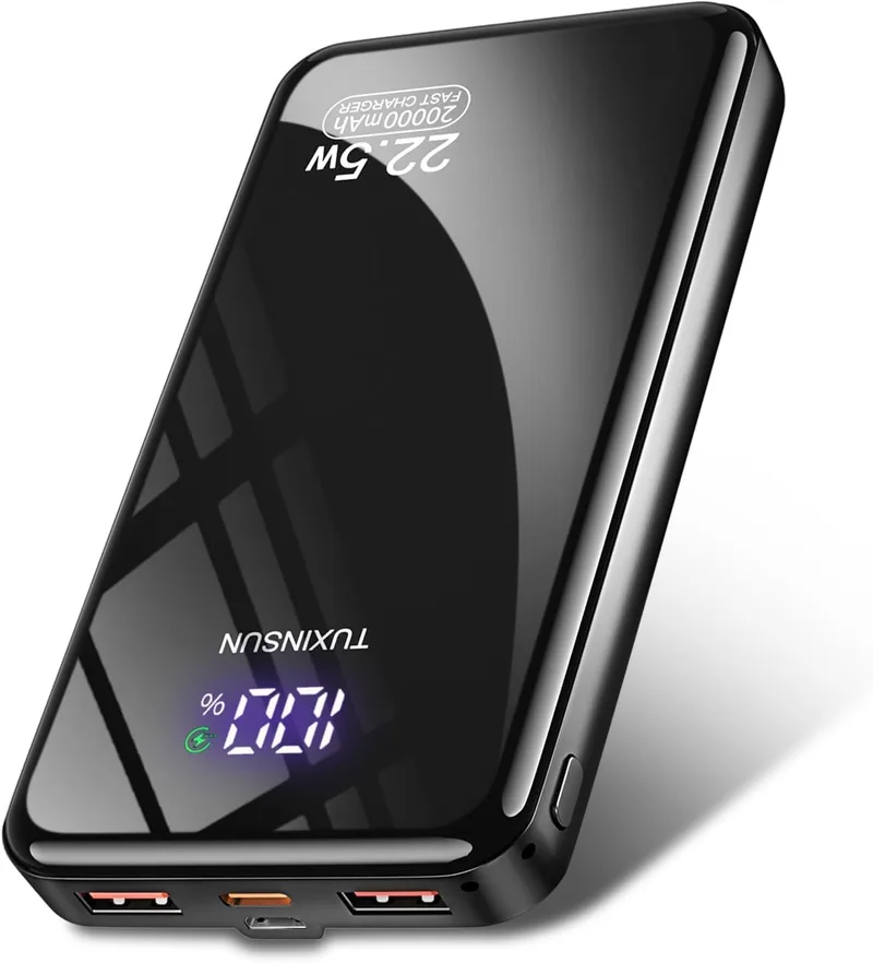 zhanyugo ▫️ Power Bank de 20 000 mAh, 22,5 W, PD 3.0 e QC 4.0, bateria externa para telemóvel com carregamento rápido PD 20 W, ecrã LCD, portas USB-C de entrada e saída, carregador portátil compatível com smartphones