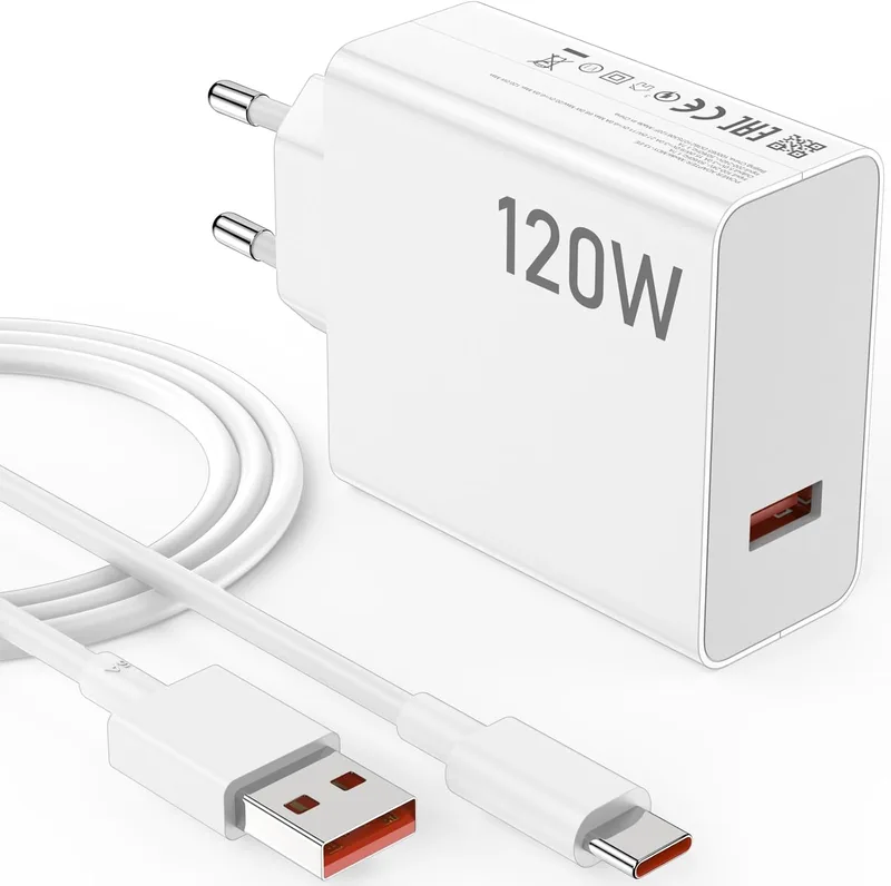 ACANDYA ▫️ Carregador de 120 W com carregamento rápido para Xiaomi 17T Pro, Poco F7 Ultra, F4 GT e F6 Pro