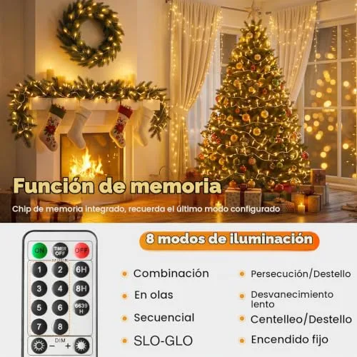 btfarm ▫️ Luzes de Natal para Árvore com Controlo Remoto, Guirlanda de Luzes de 20 m 2