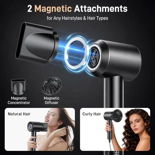 aowoka ▫️ Secador de cabelo profissional iónico com difusor e bocal, ecrã digital 6