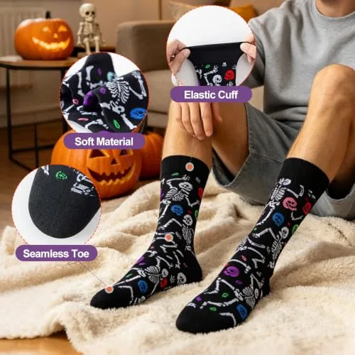 BISOUSOX ▫️ Meias de Halloween para homem com padrão de caveiras 5