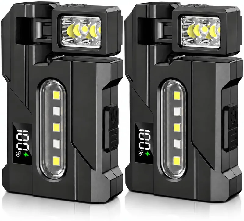 T-SUN ▫️ Mini lanterna LED recarregável de 800 mAh, 7 modos/base magnética, 2 unidades