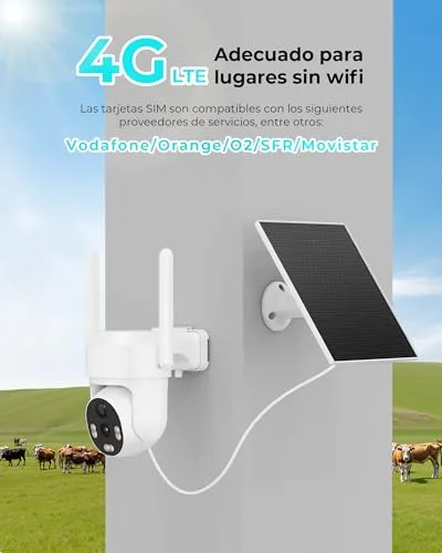 SEHMUA ▫️ Câmara de vigilância exterior 4G LTE com energia solar e cartão SIM, sem ligação à Internet 2