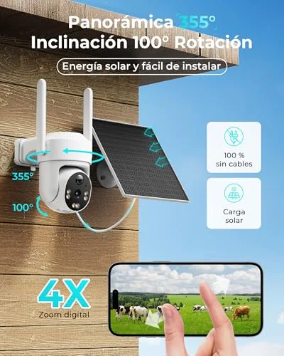 SEHMUA ▫️ Câmara de vigilância exterior 4G LTE com energia solar e cartão SIM, sem ligação à Internet 3