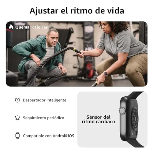 AcclaFit ▫️ Relógio inteligente para mulher e homem, relógio inteligente de 1,85" com chamadas Bluetooth, mais de 140 modos desportivos, com SpO2/medidor de pulsação/monitor de sono/podómetro, relógio inteligente à prova de água IP68 para Android e iOS 5
