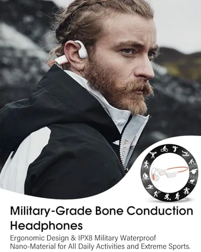 ZOVIMAX ▫️ Auscultadores de condução óssea para natação, IPX8, Bluetooth 6.0, MP3 8 GB 2