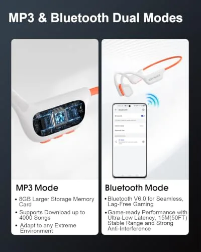 ZOVIMAX ▫️ Auscultadores de condução óssea para natação, IPX8, Bluetooth 6.0, MP3 8 GB 4