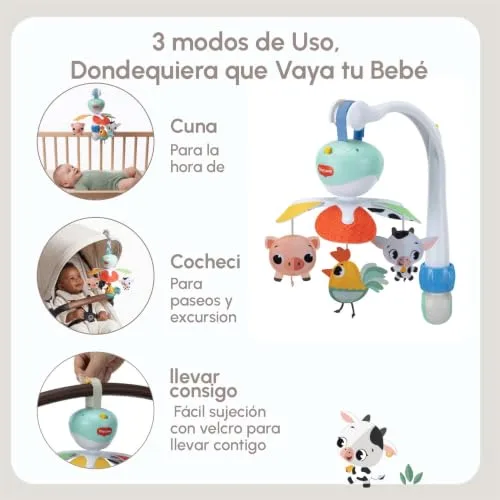 Tiny Love ▫️ Móbil de Berço Musical Portátil 3 em 1, Into the Farm 2