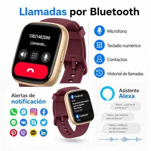 VRPEFIT ▫️ Smartwatch para homem/mulher, notificações do WhatsApp, ecrã tátil HD de 1,8", chamadas via Bluetooth, frequência cardíaca, SpO2, sono, mais de 100 modos desportivos, IP68, Android/iOS 2