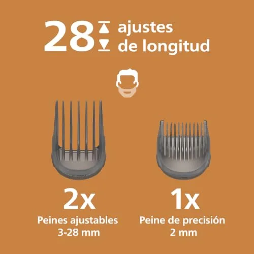 PHILIPS ▫️ Cortador de Cabelo Série 9000 - Cortador de cabelo para homem e mulher, lâminas auto-afiáveis, 28 comprimentos em intervalos de 1 mm, Trim and Flow, 180 min de autonomia, kit de barbeiro de 4 peças, HC9721/15 3
