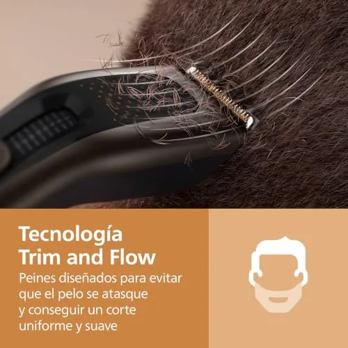PHILIPS ▫️ Cortador de Cabelo Série 9000 - Cortador de cabelo para homem e mulher, lâminas auto-afiáveis, 28 comprimentos em intervalos de 1 mm, Trim and Flow, 180 min de autonomia, kit de barbeiro de 4 peças, HC9721/15 7