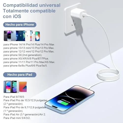 BSTOEM ▫️ Cabo de carregamento para iPhone com carregamento rápido, certificado pela Apple MFi, 1 m + 2 m 6