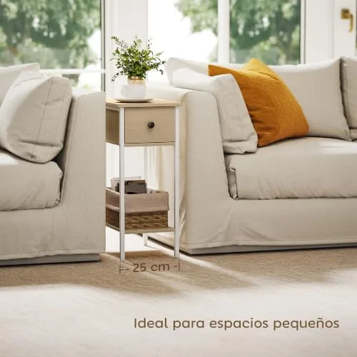 HOMCOM ▫️ Mesa Auxiliar Estreita de Estilo Industrial com Gaveta 25 x 39,8 x 58,2 cm Natural 5