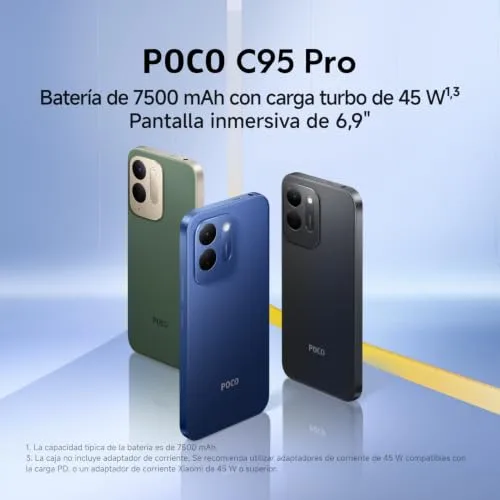 Xiaomi ▫️ Poco C95 Pro, smartphone de 8+256 GB, azul, 7500 mAh e carregamento de 45 W 6
