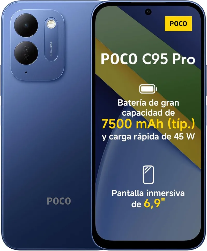 Xiaomi ▫️ Poco C95 Pro, smartphone de 8+256 GB, azul, 7500 mAh e carregamento de 45 W