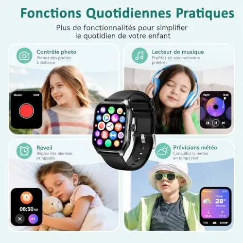 clleylise ▫️ Relógio inteligente para meninos e meninas, relógio desportivo com chamadas e função SOS 7