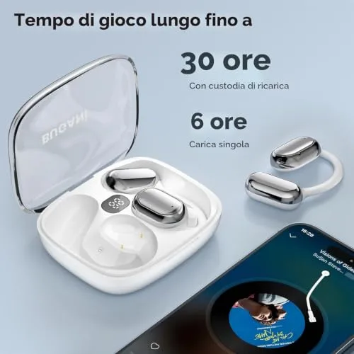 BUGANI ▫️ Auscultadores sem fios Bluetooth Auscultadores desportivos sem fios Bluetooth (Branco) 4