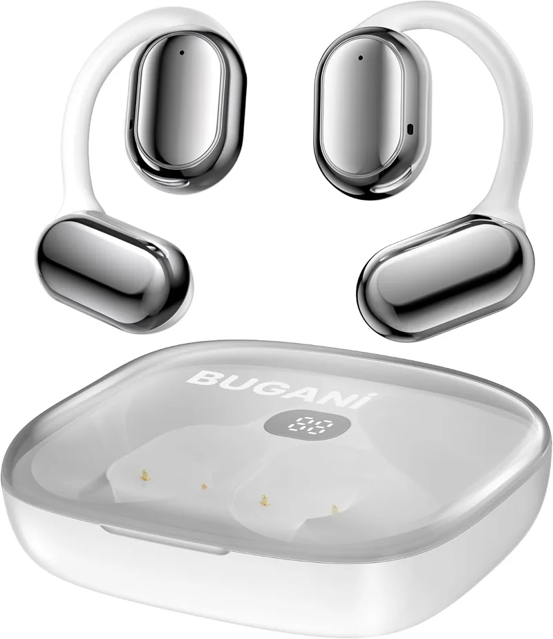 BUGANI ▫️ Auscultadores sem fios Bluetooth Auscultadores desportivos sem fios Bluetooth (Branco)