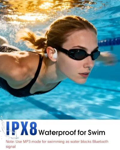 ZOVIMAX ▫️ Auscultadores de condução óssea para natação, IPX8, MP3 de 8 GB, Bluetooth 6.0 3