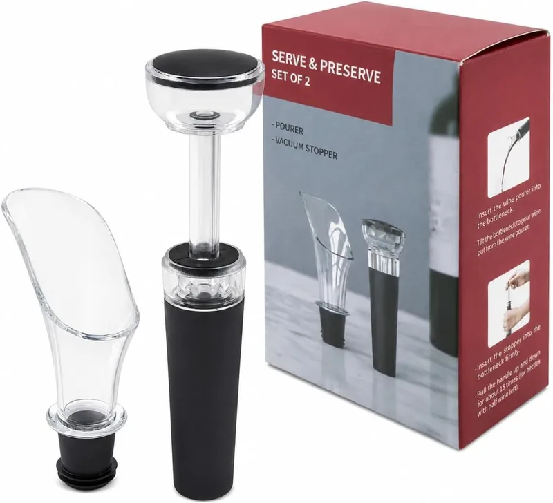 V VYNOR ▫️ VYNOR | Conjunto de arejador e rolha de vácuo – Acessórios para vinho | Kit de oferta