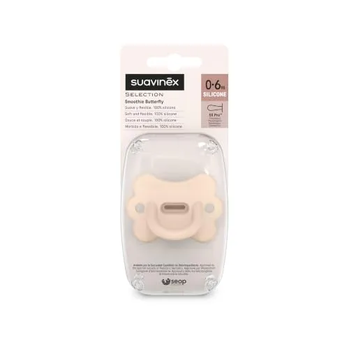 SUAVINEX ▫️ Chupeta Totalmente em Silicone, Bebé 0/6 Meses e Recém-nascido, Bege Suave 2