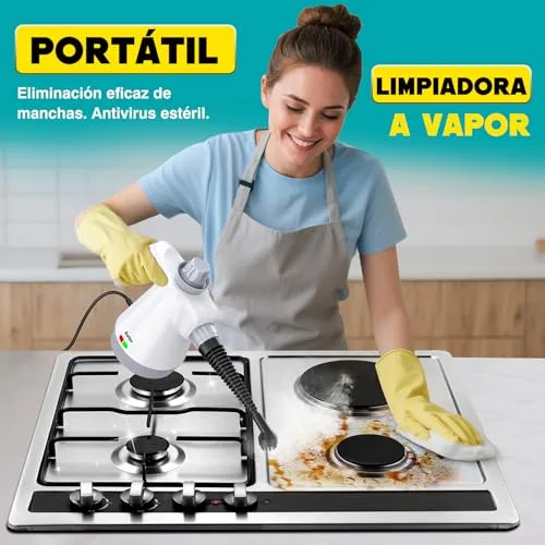 Rolipo ▫️ Limpador a vapor portátil de alta pressão com 12 acessórios e fecho de segurança, pistola de vapor doméstica multifuncional para limpar a cozinha, a casa de banho, juntas, janelas e gordura 3