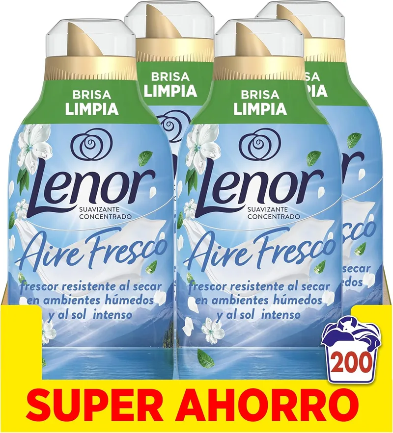 LENOR ▫️ Aire Fresco Amaciador de Roupa Clean Breeze 50 lavagens, 700 ml. (Embalagem de 4)