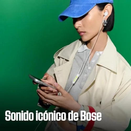 Bose ▫️ Auscultadores de botão com fio e cancelamento de ruído : Auscultadores intra-auriculares com arnês, ligação USB-C, estojo de transporte incluído, comando e microfone integrado, Branco Fumado 4