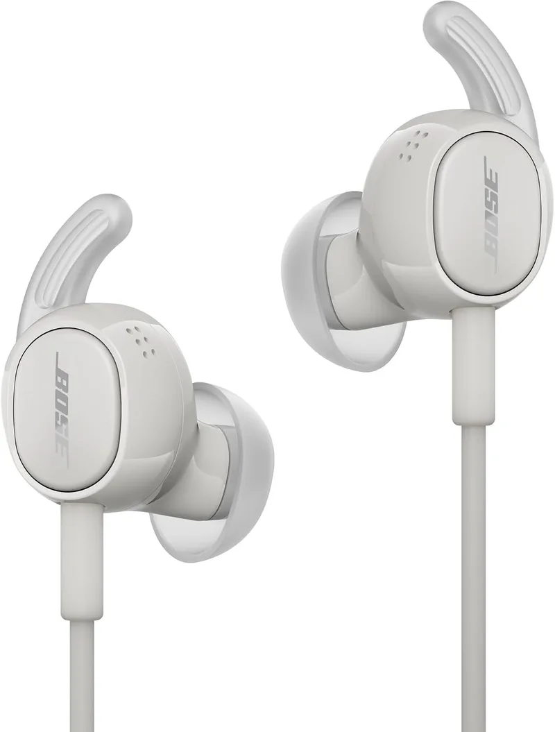 Bose ▫️ Auscultadores de botão com fio e cancelamento de ruído : Auscultadores intra-auriculares com arnês, ligação USB-C, estojo de transporte incluído, comando e microfone integrado, Branco Fumado
