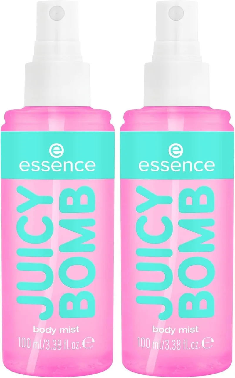 Essence Cosmetics ▫️ essence Bruma corporal com gotas doces JUICY BOMB de longa duração (100 ml) (Embalagem de 2)