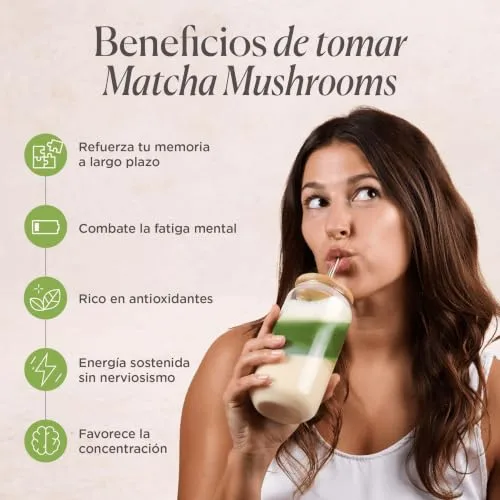 Matcha & CO ▫️ Matcha Mushrooms 100 g – Chá Matcha Cerimonial com 6 cogumelos funcionais (Cabelos de Leão, Reishi, Chaga, Cordyceps, Shiitake, Maitake) – Concentração, Energia, Equilíbrio – Origem japonesa 5
