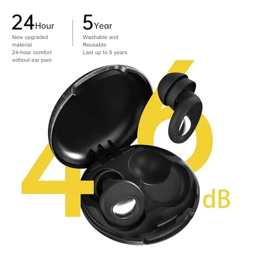 BAOZKKI ▫️ Tampões para os ouvidos contra o ruído durante o sono 2.0, 46 dB MuteCore, silicone, preto 3