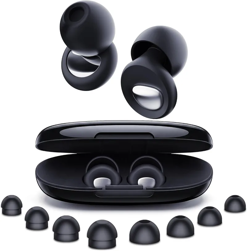 BAOZKKI ▫️ Tampões para os ouvidos contra o ruído durante o sono 2.0, 46 dB MuteCore, silicone, preto
