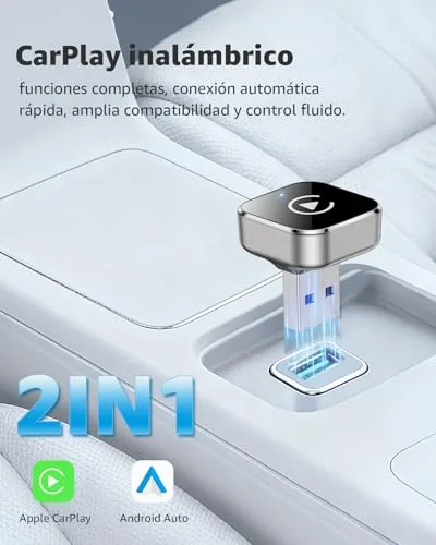 Ancvet ▫️ Adaptador CarPlay sem fios para automóvel, mini-conversor 2 em 1 para CarPlay e Android Auto sem fios, de cabo para sem fios, Plug & Play USB/USB-C, Wi-Fi de banda dupla, ligação automática rápida 2