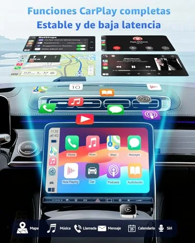 Ancvet ▫️ Adaptador CarPlay sem fios para automóvel, mini-conversor 2 em 1 para CarPlay e Android Auto sem fios, de cabo para sem fios, Plug & Play USB/USB-C, Wi-Fi de banda dupla, ligação automática rápida 3